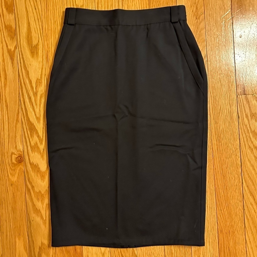Vintage 80s Gianni Versace 100% Wool Black Long Pencil Skirt Pockets Office 4